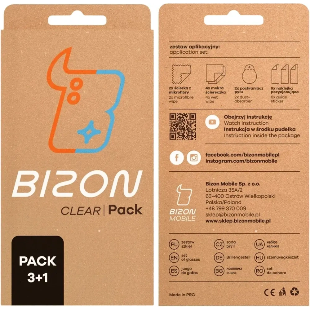 3x Szkło hartowane + szybka na aparat Bizon Glass Clear Pack do Xiaomi POCO F6 Pro