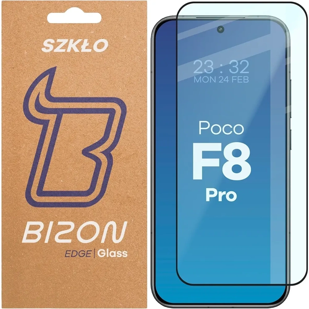 Szkło hartowane Bizon Glass Edge 2 do Xiaomi POCO F8 Pro czarna ramka