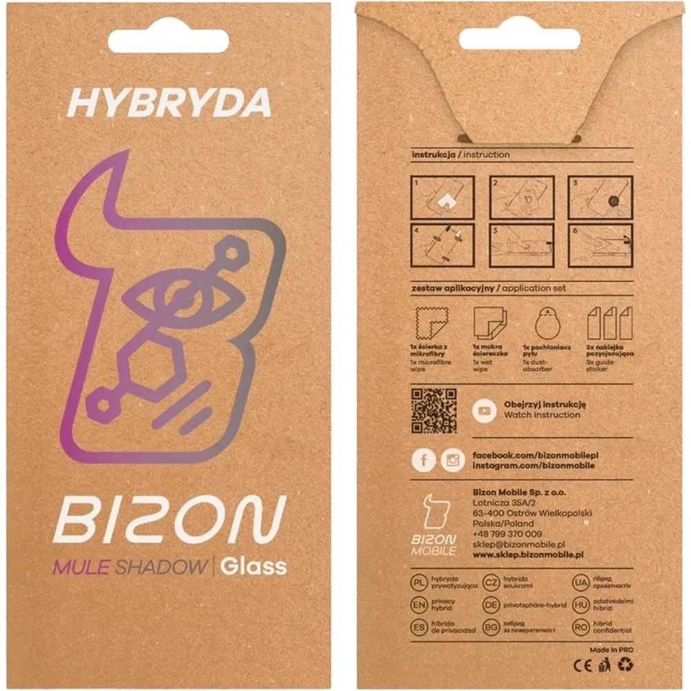 Prywatyzujące szkło hybrydowe Bizon Glass Mule Shadow do Motorola Edge 70 matowe