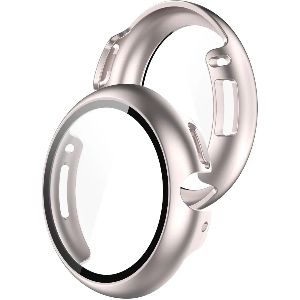 Etui ze szkłem do zegarka Bizon Case+Glass Watch do Google Pixel Watch 4 45mm satynowo szampańskie