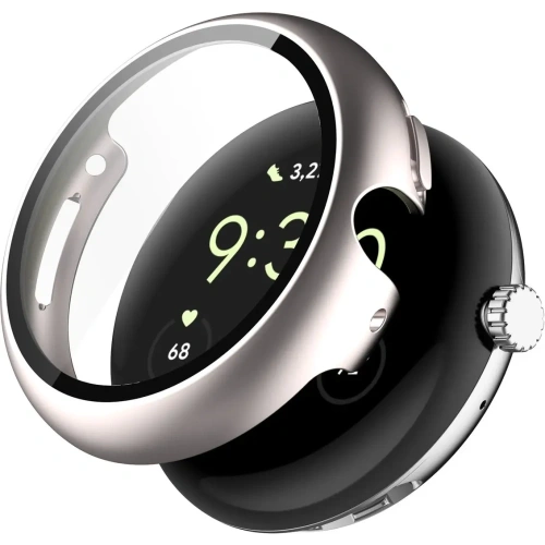 Etui ze szkłem do zegarka Bizon Case+Glass Watch do Google Pixel Watch 4 45mm satynowo szampańskie