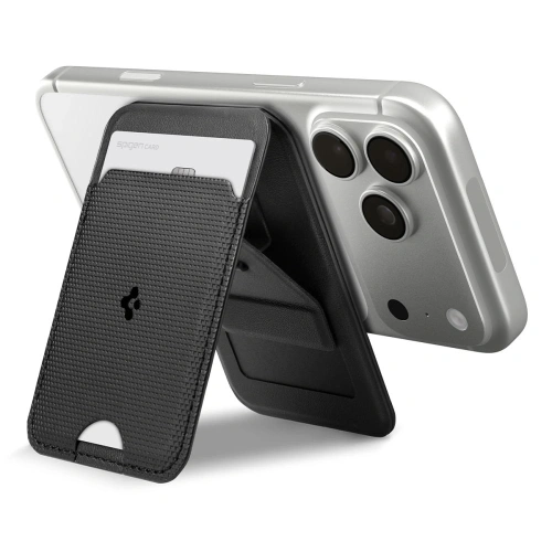 Stojak na telefon z miejscem na karty Spigen S314-3 Slim Fold Tripod MagSafe Universal Magnetic Card Holder Black