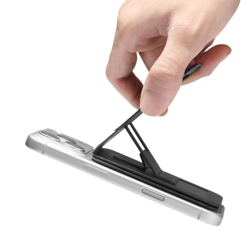 Stojak na telefon z miejscem na karty Spigen S314-3 Slim Fold Tripod MagSafe Universal Magnetic Card Holder Black