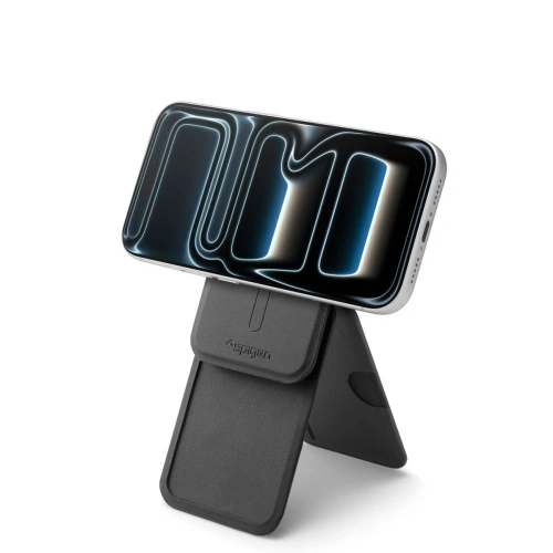 Stojak na telefon z miejscem na karty Spigen S314-2 Slim Fold Tripod MagSafe Universal Magnetic Card Holder Black