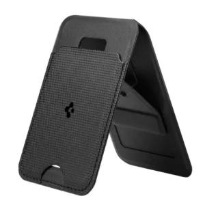 Stojak na telefon z miejscem na karty Spigen S314-1 Slim Fold Tripod MagSafe Universal Magnetic Card Holder Black