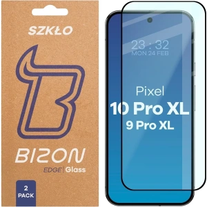 Szkło hartowane Bizon Glass Edge Duo do Google Pixel 10 Pro XL / 9 Pro XL czarna ramka [2 PACK]