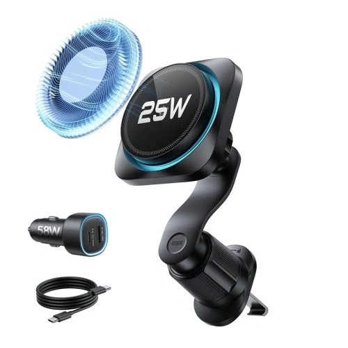 Uchwyt samochodowy do kratki z ładowarką bezprzewodową ESR OmniLock Cryoboost Magnetic MagSafe Vent Car Mount Wireless Charger Qi2.2 25W Black