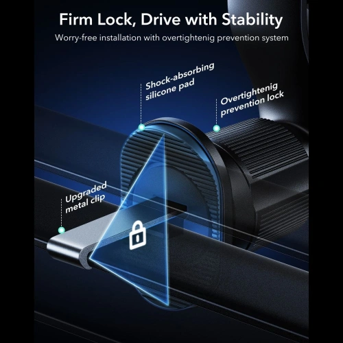 Uchwyt samochodowy do kratki z ładowarką bezprzewodową ESR OmniLock Cryoboost Magnetic MagSafe Vent Car Mount Wireless Charger Qi2.2 25W Black