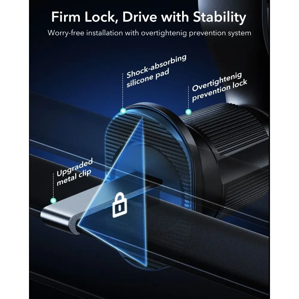 Uchwyt samochodowy do kratki z ładowarką bezprzewodową ESR OmniLock Cryoboost Magnetic MagSafe Vent Car Mount Wireless Charger Qi2.2 25W Black