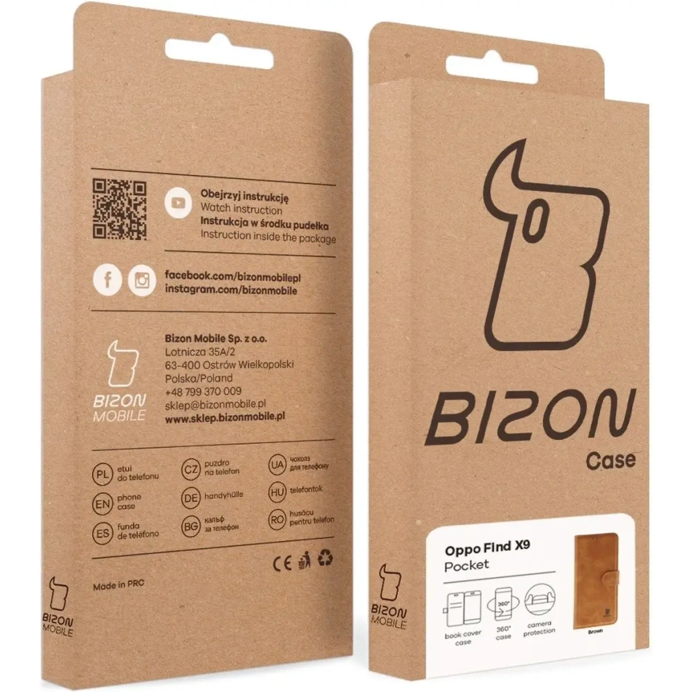 Etui z klapką Bizon Case Pocket do Oppo Find X9 brązowe
