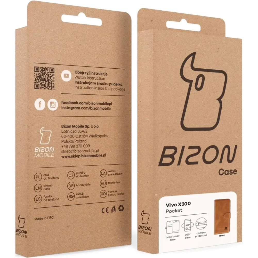 Etui z klapką Bizon Case Pocket do Vivo X300 brązowe