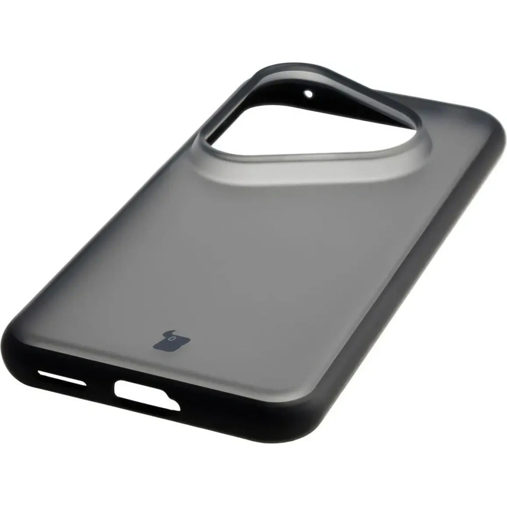 Etui Bizon Case Angelo do Huawei Pura 80 Ultra przydymione z czarną ramką