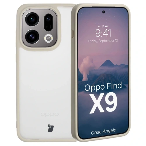 Etui Bizon Case Angelo do Oppo Find X9 półprzezroczyste z beżową ramką