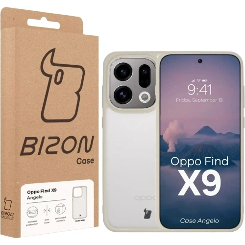 Etui Bizon Case Angelo do Oppo Find X9 półprzezroczyste z beżową ramką