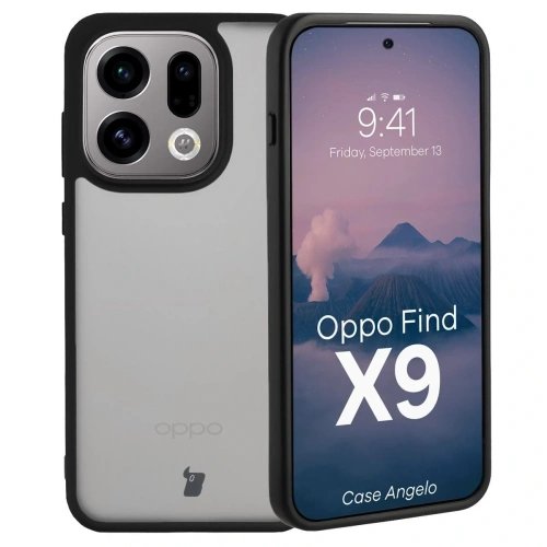 Etui Bizon Case Angelo do Oppo Find X9 przydymione z czarną ramką