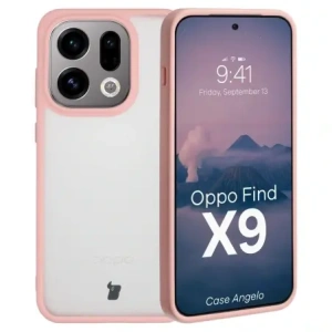 Etui Bizon Case Angelo do Oppo Find X9 półprzezroczyste z jasnoróżową ramką