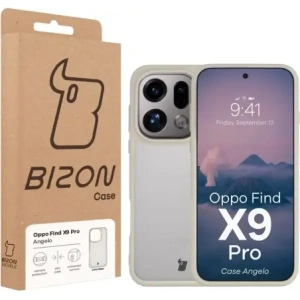 Etui Bizon Case Angelo do Oppo Find X9 Pro półprzezroczyste z beżową ramką