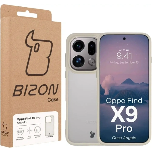 Etui Bizon Case Angelo do Oppo Find X9 Pro półprzezroczyste z beżową ramką