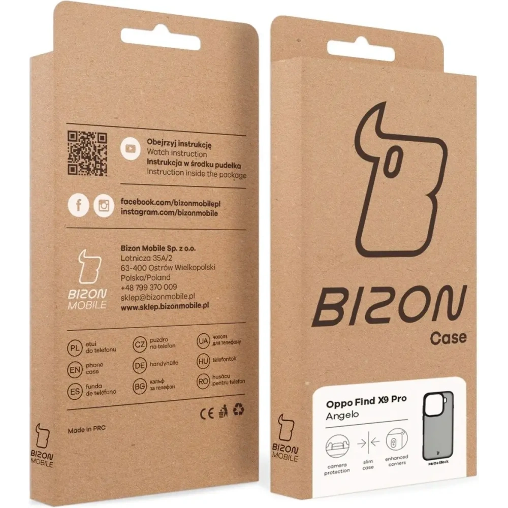 Etui Bizon Case Angelo do Oppo Find X9 Pro przydymione z czarną ramką