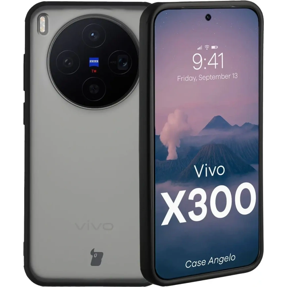 Etui Bizon Case Angelo do Vivo X300 przydymione z czarną ramką