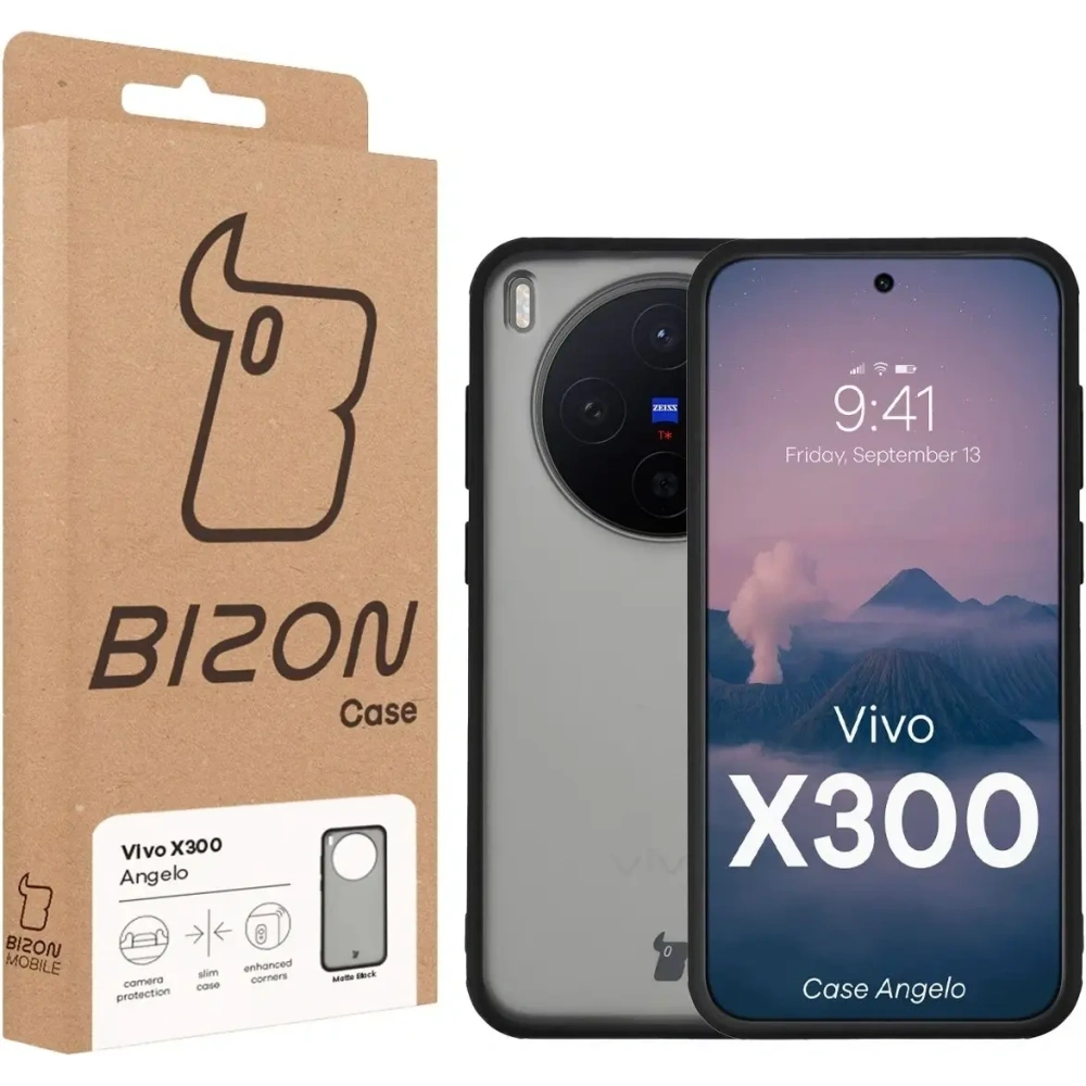 Etui Bizon Case Angelo do Vivo X300 przydymione z czarną ramką