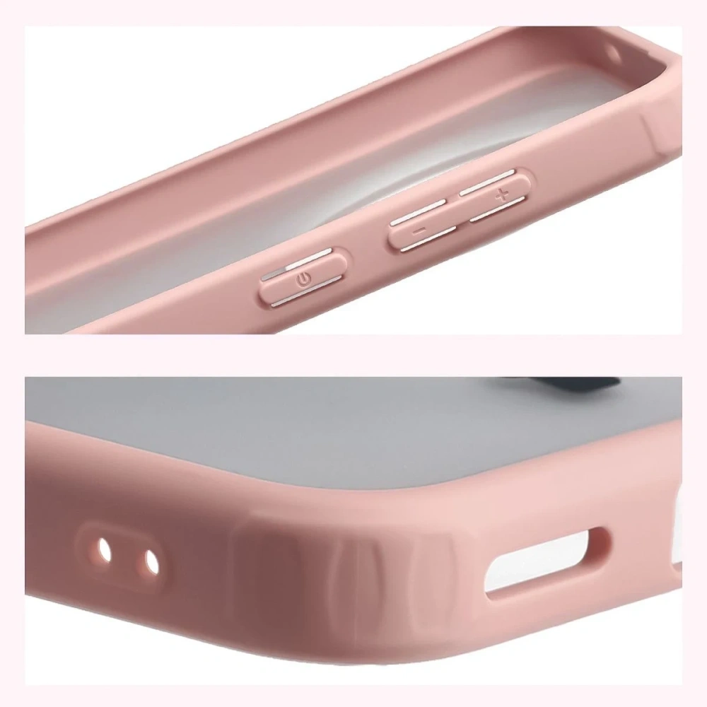 Etui Bizon Case Angelo do Vivo X300 półprzezroczyste z jasnoróżową ramką