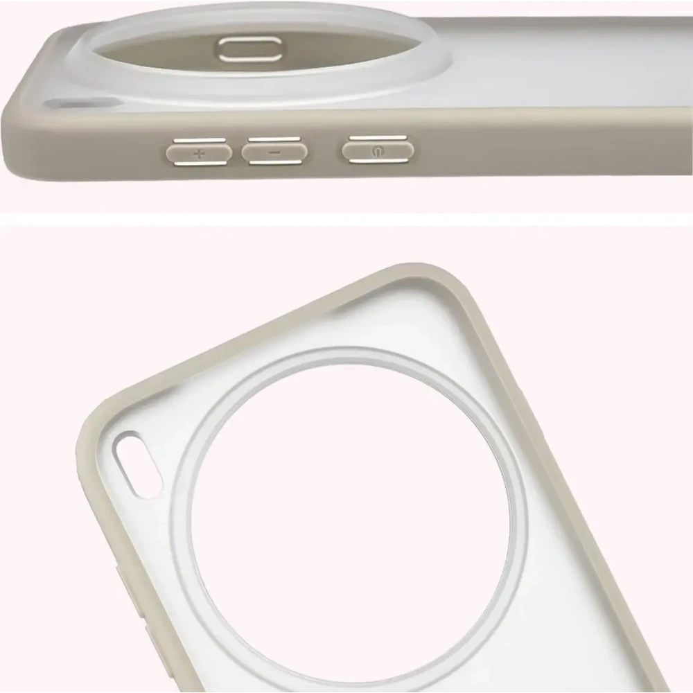 Etui Bizon Case Angelo do Vivo X300 Pro półprzezroczyste z beżową ramką