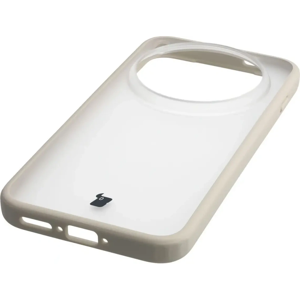 Etui Bizon Case Angelo do Vivo X300 Pro półprzezroczyste z beżową ramką