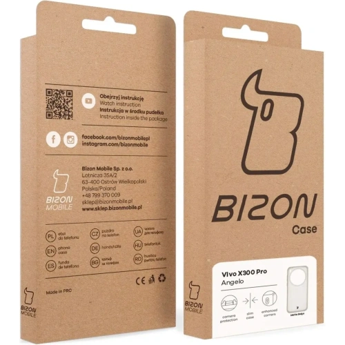 Etui Bizon Case Angelo do Vivo X300 Pro półprzezroczyste z beżową ramką
