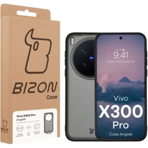 Etui Bizon Case Angelo do Vivo X300 Pro przydymione z czarną ramką
