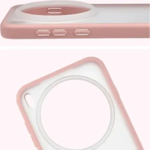 Etui Bizon Case Angelo do Vivo X300 Pro półprzezroczyste z jasnoróżową ramką