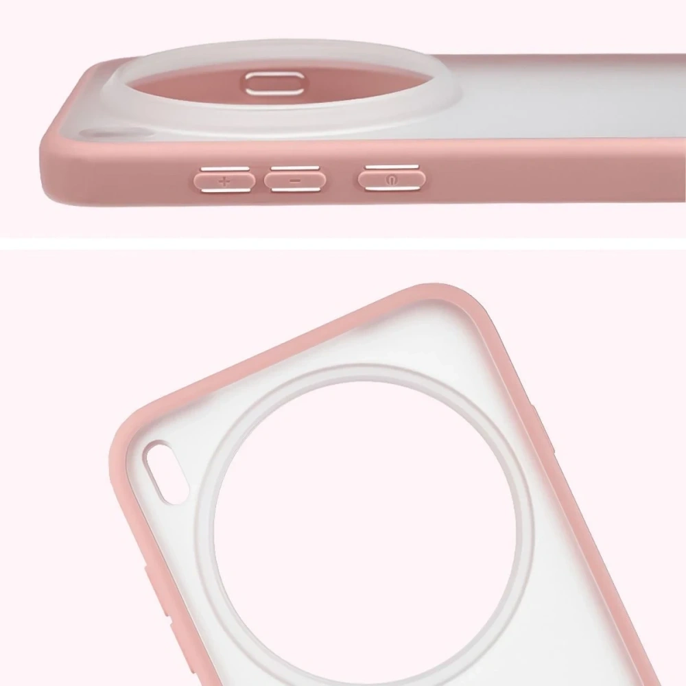 Etui Bizon Case Angelo do Vivo X300 Pro półprzezroczyste z jasnoróżową ramką