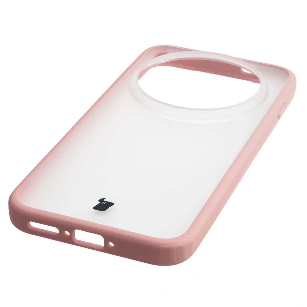 Etui Bizon Case Angelo do Vivo X300 Pro półprzezroczyste z jasnoróżową ramką