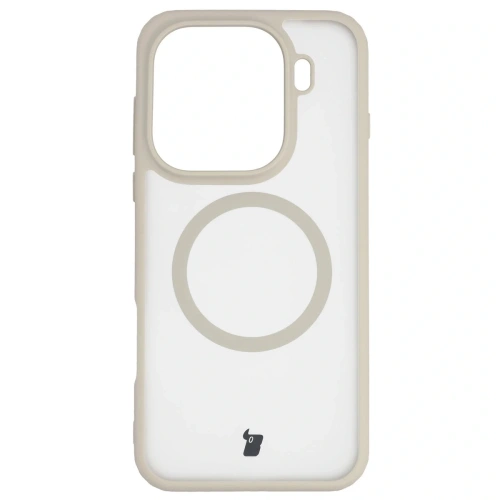 Etui z pierścieniem magnetycznym Bizon Case MatteO do Oppo Find X9 Pro przydymione-beżowe