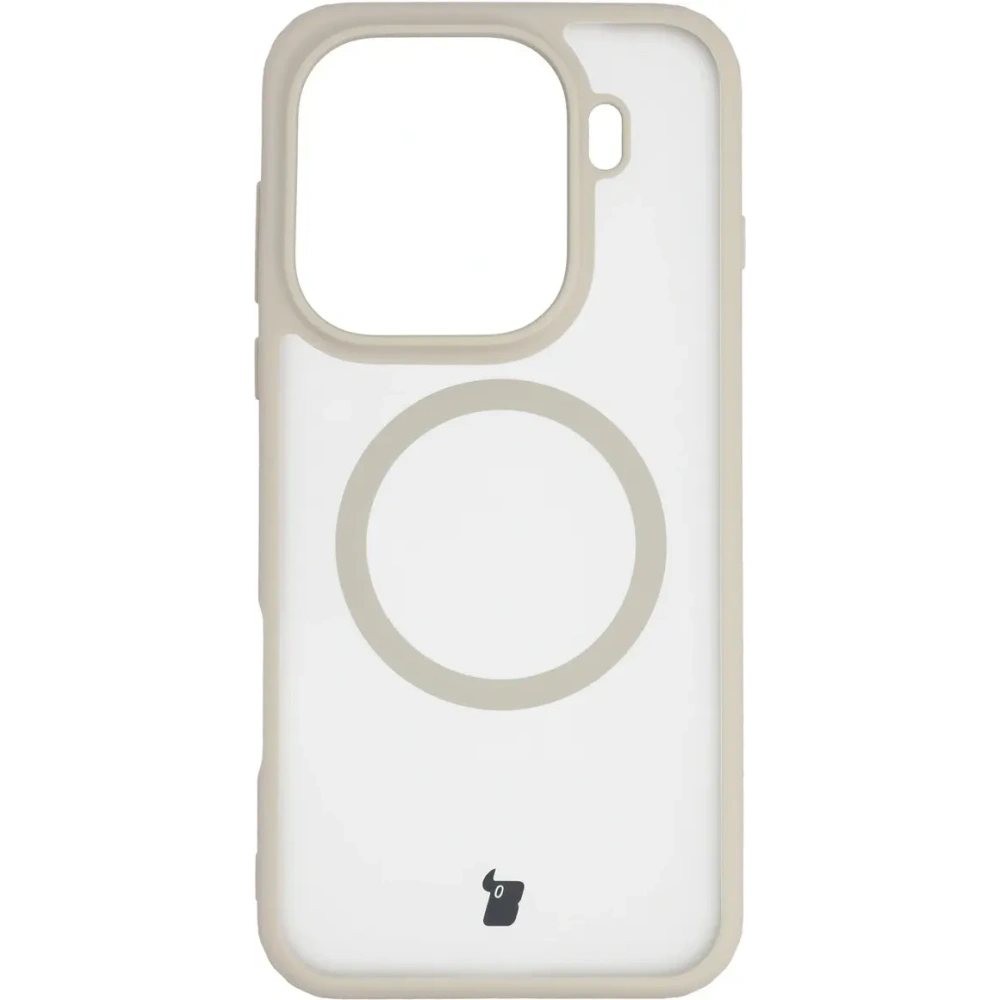 Etui z pierścieniem magnetycznym Bizon Case MatteO do Oppo Find X9 Pro przydymione-beżowe