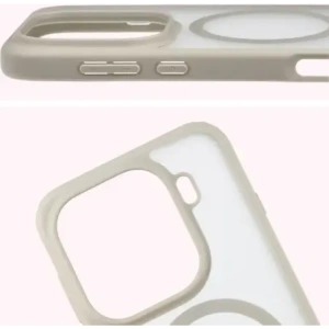 Etui z pierścieniem magnetycznym Bizon Case MatteO do Oppo Find X9 Pro przydymione-beżowe