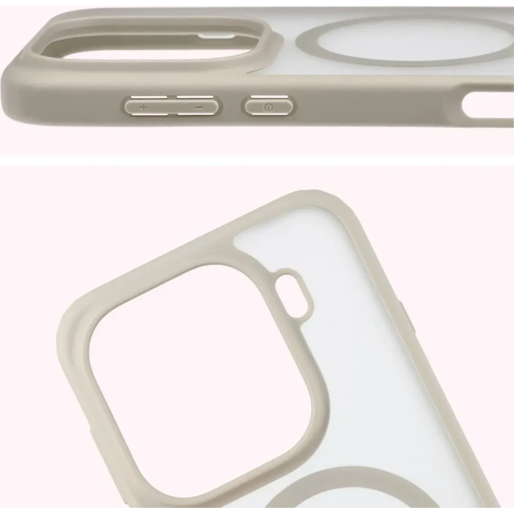 Etui z pierścieniem magnetycznym Bizon Case MatteO do Oppo Find X9 Pro przydymione-beżowe