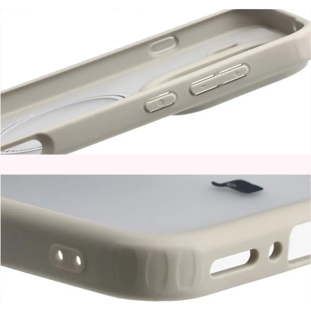 Etui z pierścieniem magnetycznym Bizon Case MatteO do Oppo Find X9 Pro przydymione-beżowe