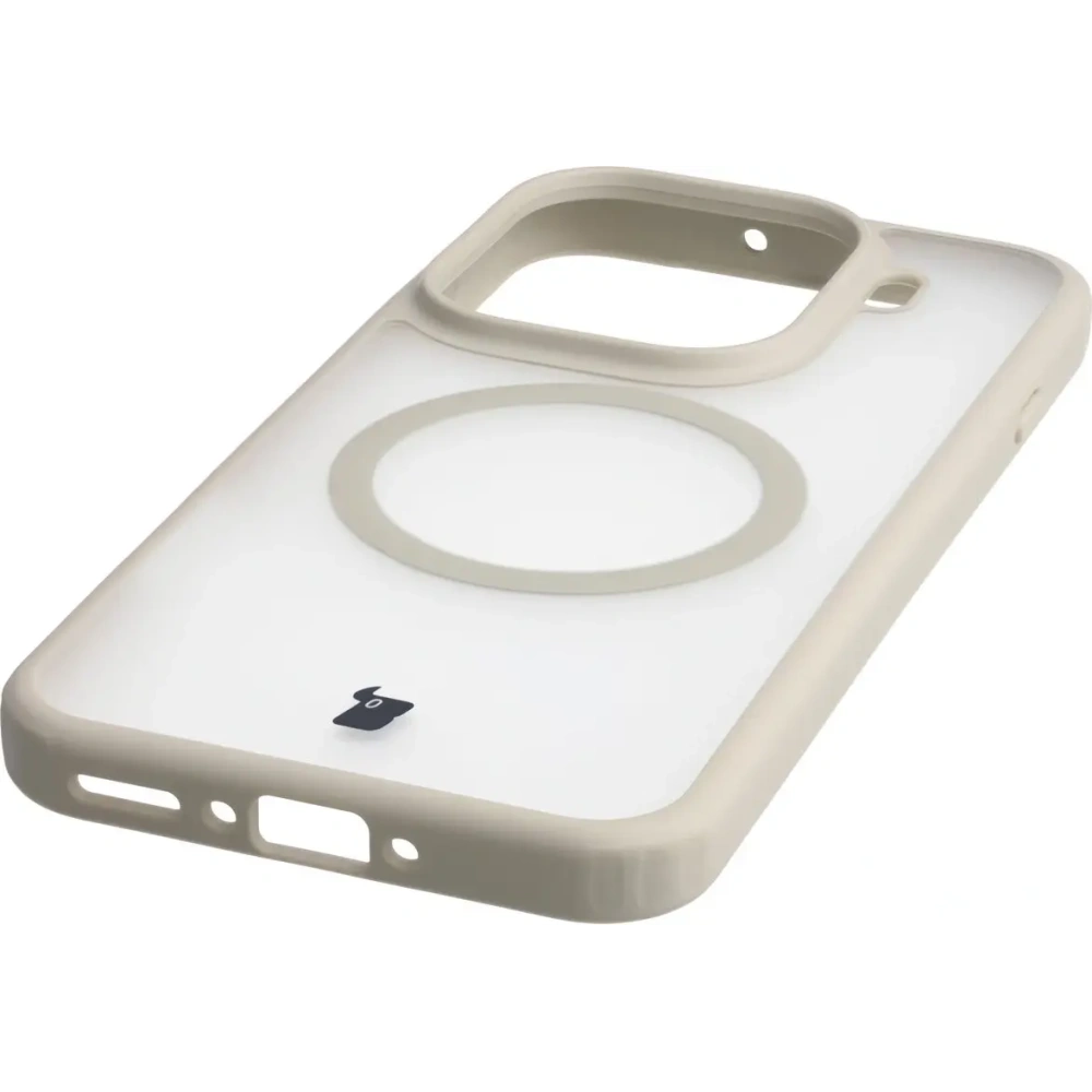 Etui z pierścieniem magnetycznym Bizon Case MatteO do Oppo Find X9 Pro przydymione-beżowe