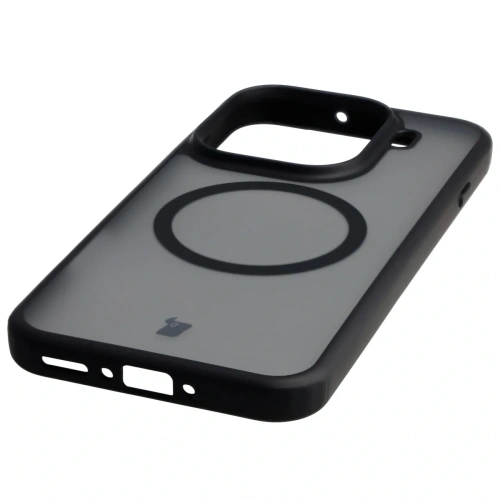 Etui z pierścieniem magnetycznym Bizon Case MatteO do Oppo Find X9 Pro przydymione-czarne