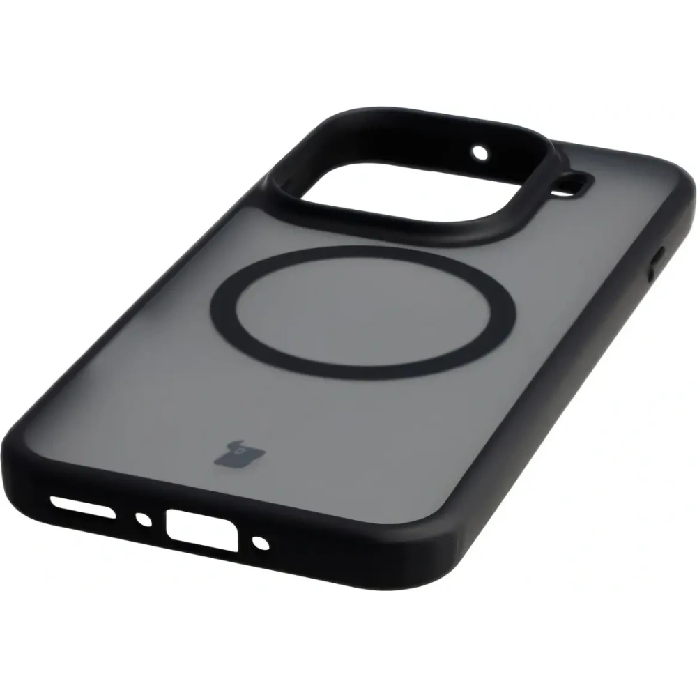 Etui z pierścieniem magnetycznym Bizon Case MatteO do Oppo Find X9 Pro przydymione-czarne