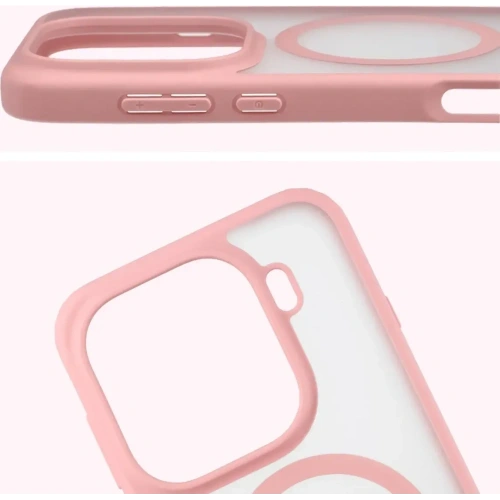 Etui z pierścieniem magnetycznym Bizon Case MatteO do Oppo Find X9 Pro przydymione-jasnoróżowe