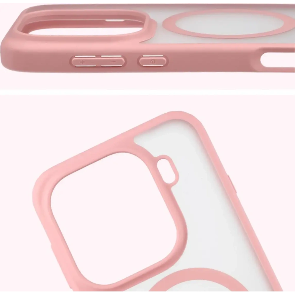 Etui z pierścieniem magnetycznym Bizon Case MatteO do Oppo Find X9 Pro przydymione-jasnoróżowe