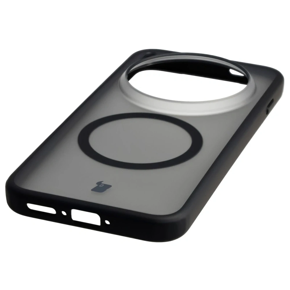 Etui z pierścieniem magnetycznym Bizon Case MatteO do Vivo X300 Pro przydymione-czarne