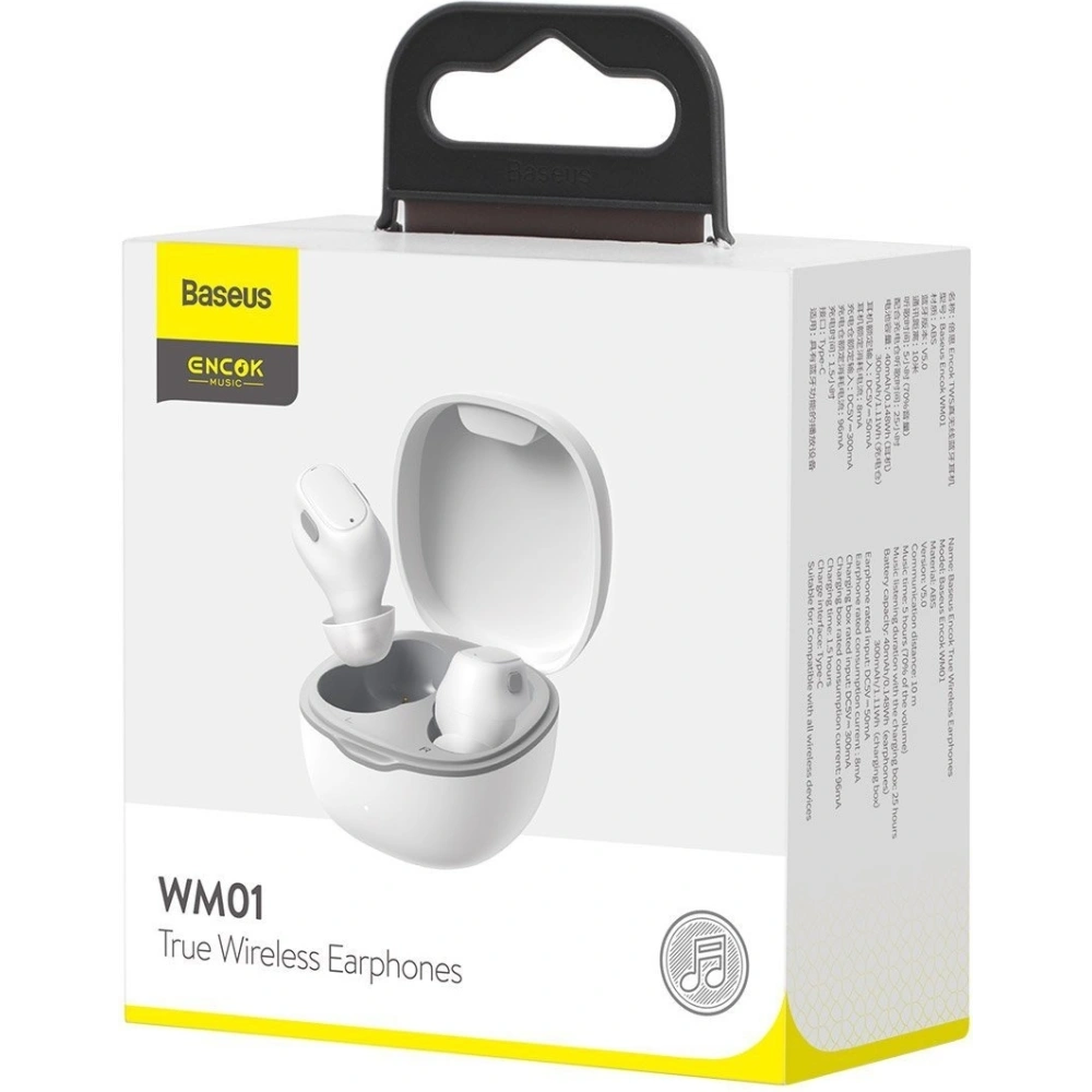 Hurtownia GSM - Bezprzewodowe słuchawki Baseus Encok WM01, Bluetooth 5.0 (białe) - BSU1636WHT - {ean13} - Hurt