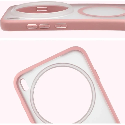 Etui z pierścieniem magnetycznym Bizon Case MatteO do Vivo X300 Pro przydymione-jasnoróżowe