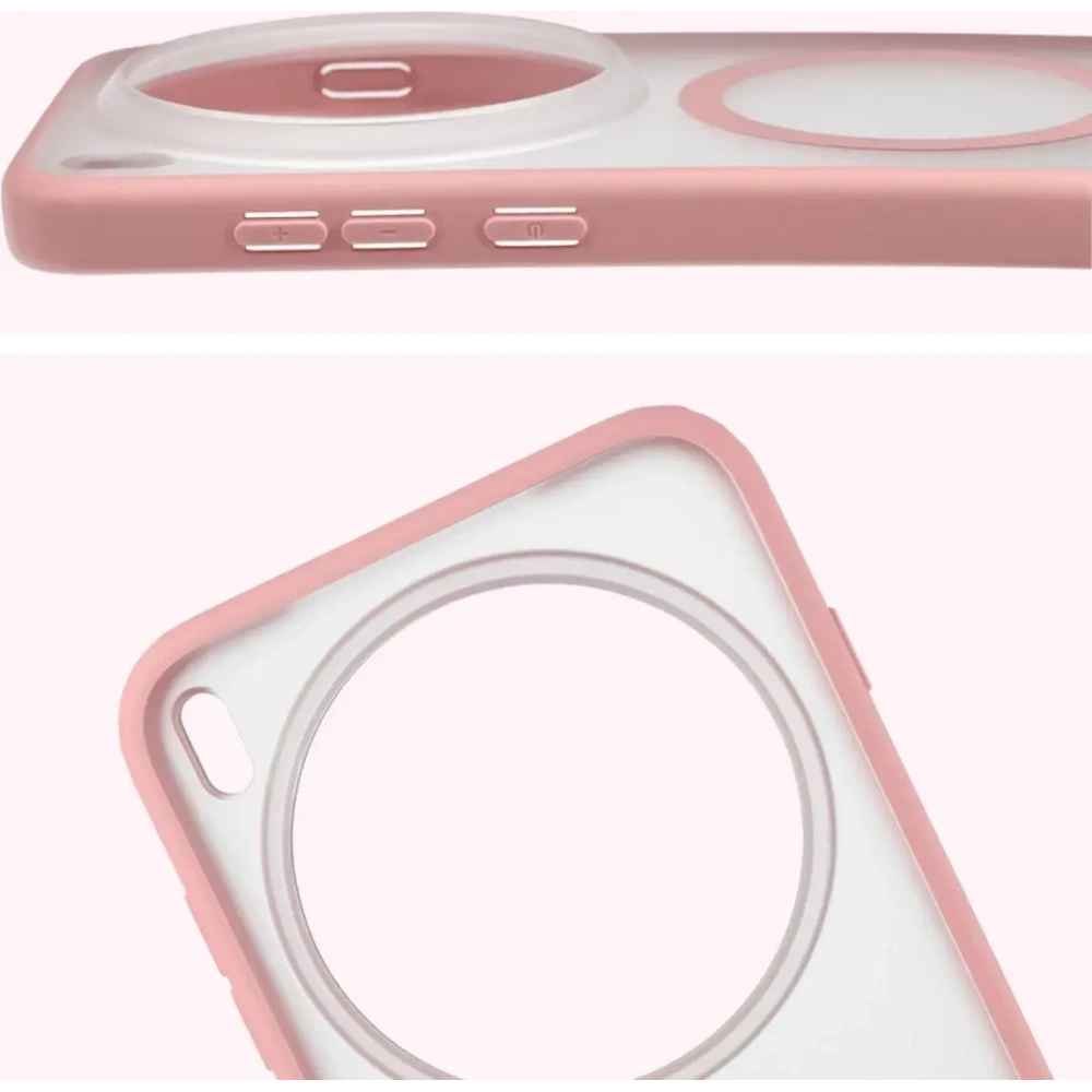 Etui z pierścieniem magnetycznym Bizon Case MatteO do Vivo X300 Pro przydymione-jasnoróżowe