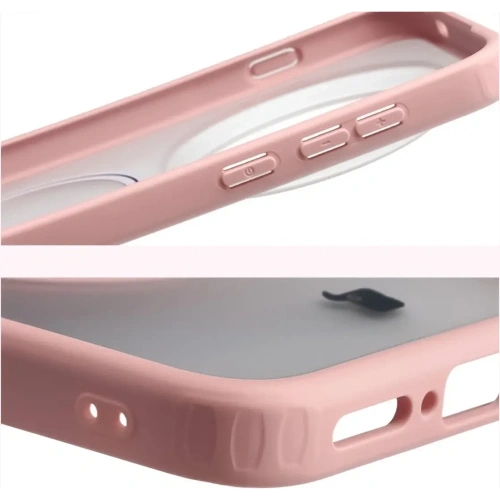 Etui z pierścieniem magnetycznym Bizon Case MatteO do Vivo X300 Pro przydymione-jasnoróżowe