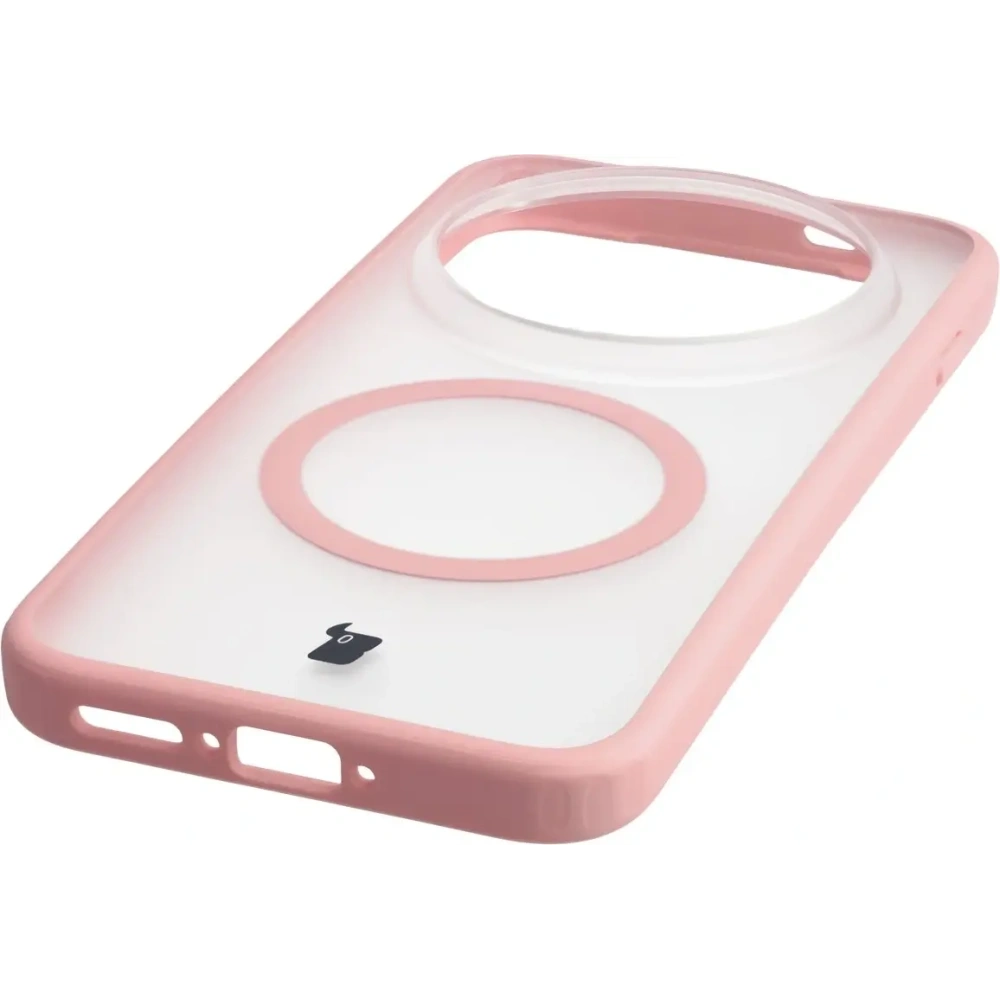 Etui z pierścieniem magnetycznym Bizon Case MatteO do Vivo X300 Pro przydymione-jasnoróżowe