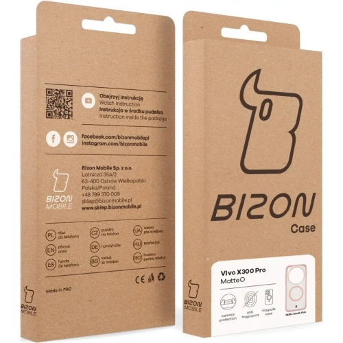 Etui z pierścieniem magnetycznym Bizon Case MatteO do Vivo X300 Pro przydymione-jasnoróżowe